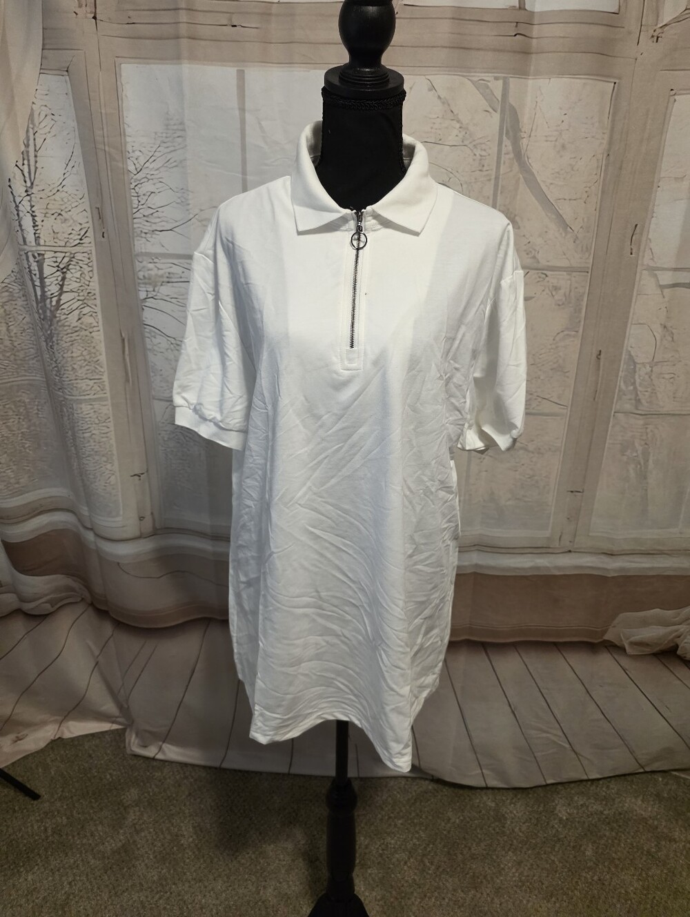 Kohl's White Half-Zip Polo Shirt